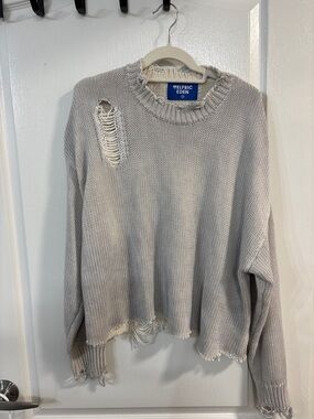 Aelfric Eden Distressed Crewneck Sweater - Light Gray